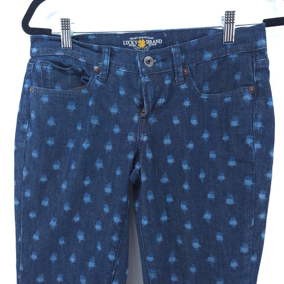 Lucky Brand SW Aztec Boho Chic Maximalist Charlie Skinny Ikat Mid Rise Dark 6/28 - Picture 3 of 14